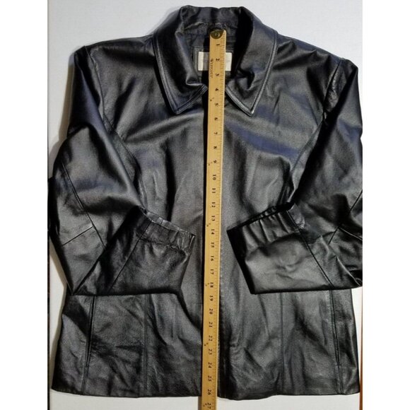 Worthington Full Zip Black 100% Leather Jacket Lined Pockets RN 93677 Women's XL - Picture 2 of 16